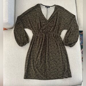 Olive green Floral Dress